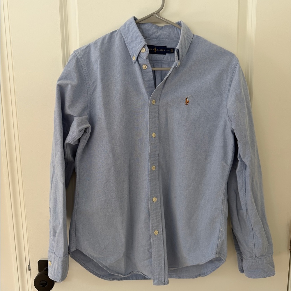 Ralph Lauren Blue Cotton Men’s Oxford Button Down Shirt Pony Logo